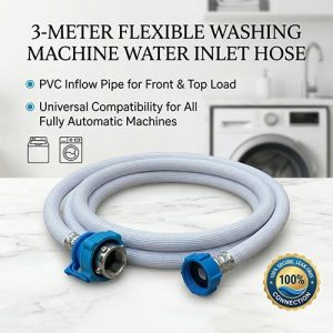 Washing Machine Water Inlet Hose Pipe 3 Meter Flexible PVC Inflow Pipe for Front & Top Load All Washing Machines