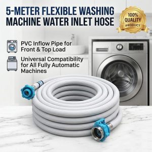 Washing Machine Water Inlet Hose Pipe 5 Meter Flexible PVC Inflow Pipe for Front & Top Load All Washing Machines