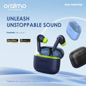 Oraimo OTW-330 FreePods Lite Wireless Earbuds 40 Hours Long Battery Life ENC Mic Call Noise Cancellation Earphone