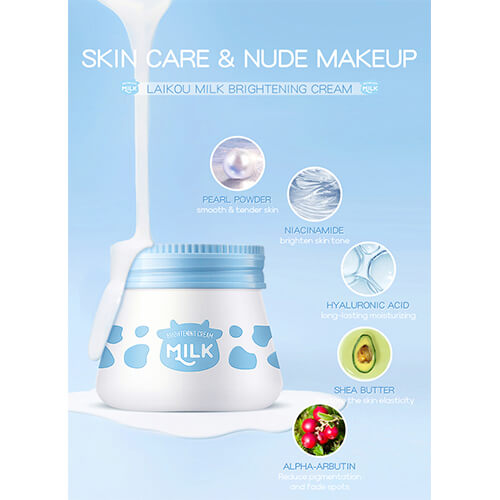 LAIKOU Milk Face Cream 55g Deep Hydration Whitening Facial Day Night Cream Smoothing Skin Care Cream (4)