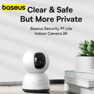 Baseus P1 Lite WiFi IP CCTV Ai Security Camera Full Set With Remote Monitor 2K HD Smart Indoor Camera 360 Degree Rotation Night Vision Two Way Audio Motion Detection For Office Home Security Camera
