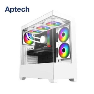 Aptech 430220-1 Glass Gaming Casing With 4 RGB Fan Desktop Computer Case