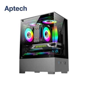 Aptech CS40 Gaming Casing With 3 ARGB Fan Desktop Computer Case