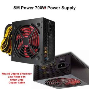 SM Power 700W Power Supply Maximum 85 Degree Efficiency Low Noise Fan Smart Chip Copper Cable Desktop Computer Power Supply