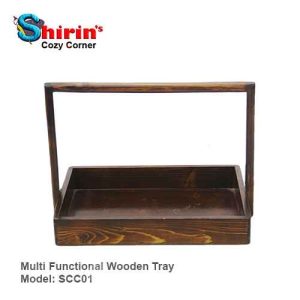 SHIRINS SCC01 Multi Functional Wooden Tray With Antique Color Lacquered Polish Wooden Tray
