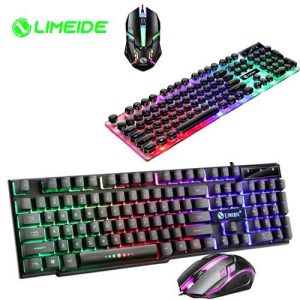 LIMEIDE GTX300 Gaming Keyboard Mouse Suspension Rainbow Light Combo Gaming Keyboard Mouse