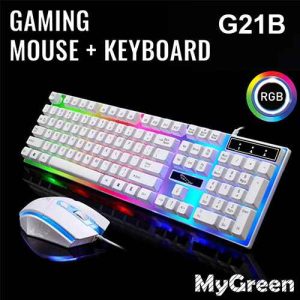 MyGreen G21B Gaming Keyboard Mouse Fashion Office Dazzle Color Suit Light Combo Gaming Keyboard Mouse