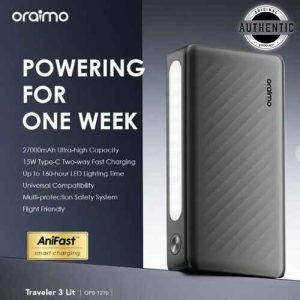 Oraimo OPB-1270 27000mAh Power Bank 15 Watt Traveler 3 Lit Fast Charging Power Bank