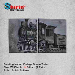 SHIRINS Cement And Acrylic Painting On Canvas Realism Style Vintage Artwork