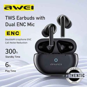 Awei T61 ENC TWS In-Ear True Wireless Bluetooth Earbuds IPX6 Waterproof Long Battery Life Call Noise Cancellation Earphone
