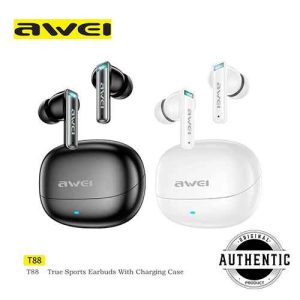 Awei T88 ANC TWS In-Ear True Wireless Bluetooth Earbuds IPX6 Waterproof Long Battery Life Call Noise Cancellation Earphone