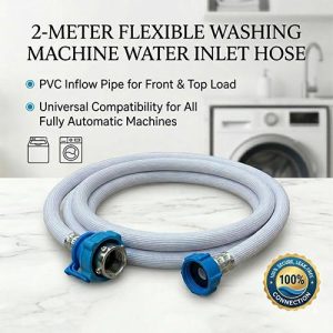 Washing Machine Water Inlet Hose Pipe 2 Meter Flexible PVC Inflow Pipe for Front & Top Load All Washing Machines