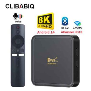 CLIBABIQ TV98 Pro Android Smart TV Box 4K 8K Ultra 5G Dual Wi-Fi Bluetooth 5.2 Built In Google Assistant Android TV Box
