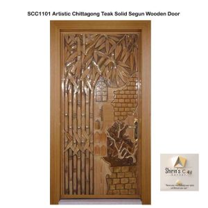 SHIRINS SCC1101 Artistic Chittagong Teak Solid Segun Wooden Door