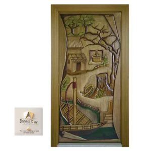 SHIRINS SCC1103 Nature Story Artistic Chittagong Teak Solid Segun Wooden Door