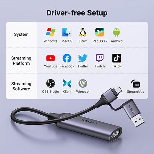 UGREEN CM716 Video Capture Card 4K HDMI to USB A Type-C 4K Video Video Capture Card For Streaming Recording Gaming Compatible Switch PS4 PS5 Xbox - Image 6