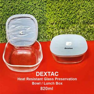 DEXTAC Heat Resistant Glass Preservation Bowl 820ml 1 Piece Bowls Lunch Box Healthy Glass Dishwasher Microwave And Freezer Safe Glassware Lunch Box