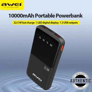 Awei P10K 10000mAh Power Bank 22.5W Fast Charging Digital Display Power Bank