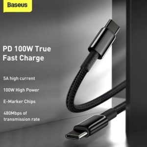 Baseus CATWJ-01 100W Tungsten Gold USB-C Fast Charging Data Cable Type-C to Type-C Data Cable