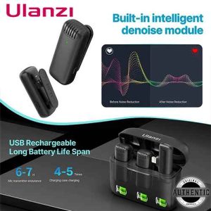 Ulanzi J12 Wireless Lavalier Microphone Omni Directional Long Battery Life Wireless Bluetooth Microphone