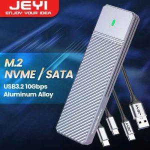 JEYI JMS583 Zebra Series M.2 NVMe Sata SSD Enclosure Adapter Case 10Gbps High Speed NVMe And Sata Dual Protocol SSD Supports Enclosure For Computers Laptop Tablets And Mobile Phones Can All Be Used
