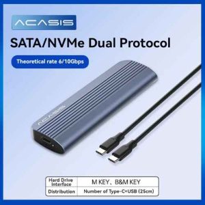 ACASIS EC-6602 M.2 NVMe Sata SSD Enclosure Adapter Case 10Gbps High Speed NVMe And Sata Dual Protocol SSD Supports Enclosure For Computers Laptop Tablets And Mobile Phones Can All Be Used
