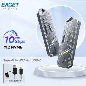 EAGET SE960N Mecha Series M.2 NVMe SSD Enclosure Adapter Case With Colorful RGB Lighting Type-C 3.2 10Gbps Speed M-Key And M&B-Key NVMe SSD Supports Enclosure