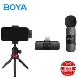 Boya BY-V10 Ultracompact 2.4GHz Wireless Microphone 360 Degree Rotating Back Clip Omnidirectional Microphone for Android