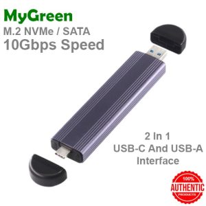 MyGreen M12 2 In 1 M.2 NVMe Sata Dual SSD Enclosure Adapter Case 10Gbps High Speed NVMe SSD Supports Enclosure For Computers Laptop Tablets And Mobile Phones Can All Be Used