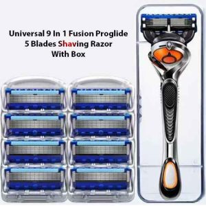 Universal 9 In 1 Fusion Proglide 5 Blades Shaving Razor With Box