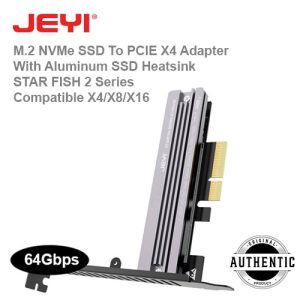 JEYI M.2 NVMe SSD To PCIE X4 Adapter With Aluminum SSD Heatsink STAR FISH 2 Series NVMe SSD to PCIe 4.0 64Gbps Expansion Card For Desktop PC