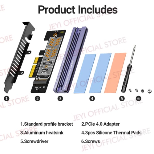 JEYI STAR FISH M.2 NVMe SSD to PCIe X4 Adapter with Aluminum Heatsink PCIe 4.0 64Gbps Speed Expansion Card for PC - Image 3