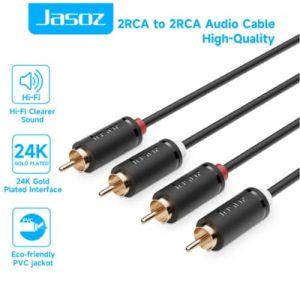 Jasoz C105 2X RCA to 2X RCA Audio Cable Male to Male Aux Jack RCA Audio 1.5M Cable