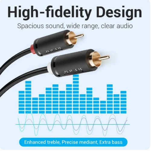Jasoz C105 2X RCA to 2X RCA Audio Cable Male to Male Aux Jack RCA Audio 1.5M Cable - Image 2