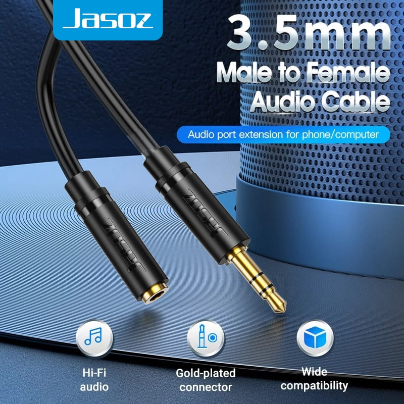 Jasoz C106 3.5mm Stereo Audio Adapter AUX Extension Cable with Pure Copper Gold Plated 3M Cable