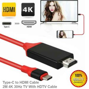Type-C to HDMI Cable 2M 4K 30Hz TV With HDTV Cable