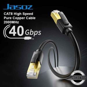 Jasoz E117 Cat8 Ethernet Cable 1M 40Gbps High Speed Pure Copper Ethernet Cable