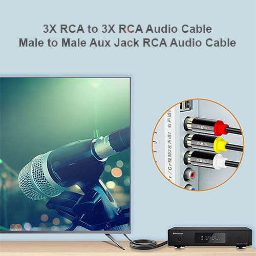 JiNGHUA A110E 3X RCA to 3X RCA Audio Cable Male to Male Aux Jack RCA Audio 1.5M Cable - Image 2