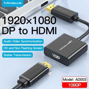 Mindpure AD003 LX10204 DisplayPort to HDMI Adapter 1080P 60Hz Gold-Plated DP to HDMI Converter