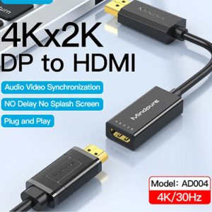 Mindpure AD004 LX10205 DisplayPort to HDMI Adapter 4K 30Hz Gold-Plated DP to HDMI Converter