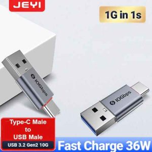 JEYI JY-OTG Type-C Male to USB Male OTG Adapter 36W Fast Charging 10Gbps Speed USB 3.2 Converter for PC Laptop