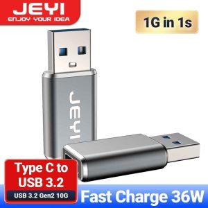 JEYI JY-OTG Type-C Female to USB Male OTG Adapter 36W Fast Charging 10Gbps Speed USB 3.2 Converter for PC Laptop