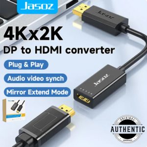 Jasoz G104 DP to HDMI Adapter 4K 2K 30Hz Gold Plated For PC Laptop Projector Displayport to HDMI Video Audio Cable Converter