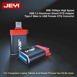 JEYI JY-OTG USB Female to Type-C Male OTG Adapter 36W Fast Charging 10Gbps Speed USB 3.2 Converter for PC Laptop Phone