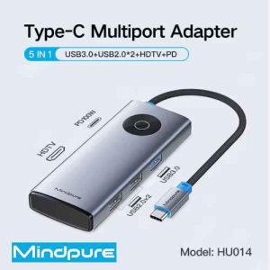 Mindpure HU014 LX10745 5-in-1 USB-C Hub 3x USB 1x HDMI 1x 100W PD Charging Ports Hub