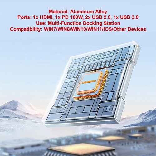 Mindpure HU014 LX10745 5-in-1 USB-C Hub 3x USB 1x HDMI 1x 100W PD Charging Ports Hub - Image 3