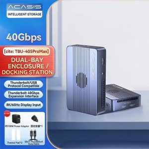 ACASIS TBU405 Pro Max 40Gbps Dual-Bay NVMe M.2 SSD Enclosure & Docking Station with 8K@60Hz Display Output
