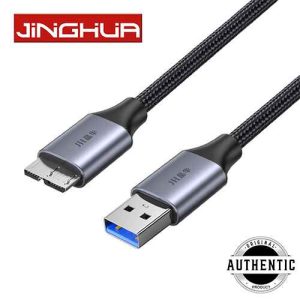 JINGHUA JH-U675C USB 3.0 to Micro B Braided Cable (1M) - 5Gbps Fast Sync & Charging for Seagate, WD, Toshiba External HDD, Samsung S5/Note 3