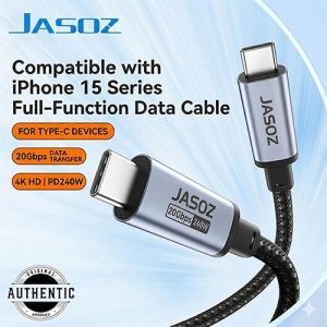 Jasoz D120 240W 20Gbps 4K@60Hz Type-C to Type-C Nylon Braided Full-Featured PD Fast Charging Data Cable 1.5M