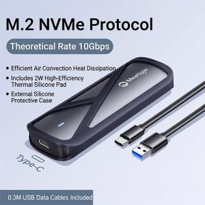 Meetiger GN10 M.2 NVMe SSD Enclosure (G Series) - 10Gbps High-Speed External Case for Computer, Laptop, Tablet & Mobile